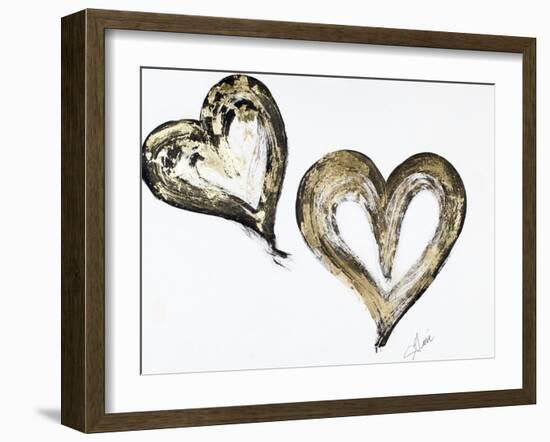 Two Gold and Black Hearts-Gina Ritter-Framed Art Print