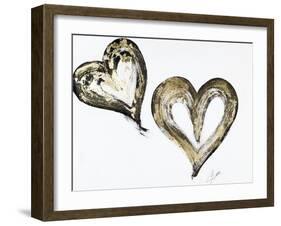 Two Gold and Black Hearts-Gina Ritter-Framed Art Print