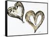 Two Gold and Black Hearts-Gina Ritter-Framed Stretched Canvas