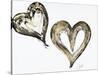 Two Gold and Black Hearts-Gina Ritter-Stretched Canvas