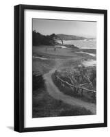 Two Golfers Playing on a Putting Green at Pebble Beach Golf Course-Nina Leen-Framed Photographic Print