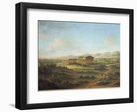 Two Great Temples of Paestum, Basilica on Left and Temple of Neptune or Poseidon on Right-John S. Smith-Framed Giclee Print