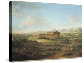 Two Great Temples of Paestum, Basilica on Left and Temple of Neptune or Poseidon on Right-John S. Smith-Stretched Canvas