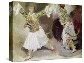 Two Greek Soldiers Dancing (Study of Soliote Dress)-Eugene Delacroix-Stretched Canvas