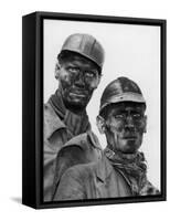 Two Grimy Faced German Coal Miners Posing Resolutely Outside Coal Mine in the Ruhr Valley-Margaret Bourke-White-Framed Stretched Canvas