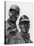 Two Grimy Faced German Coal Miners Posing Resolutely Outside Coal Mine in the Ruhr Valley-Margaret Bourke-White-Stretched Canvas