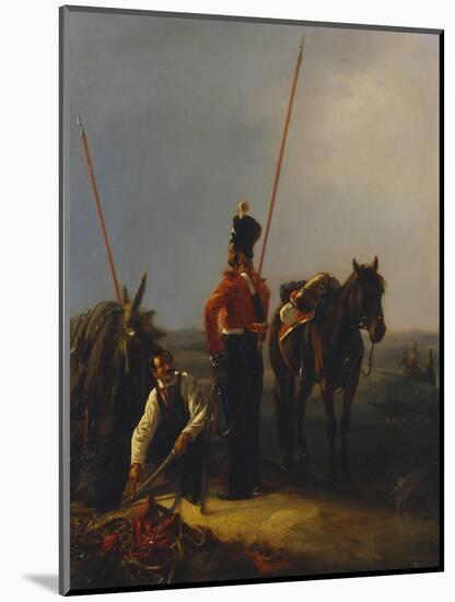 Two Guard Cossack Soldiers in Discussion-Alexander Petrovich Schwabe-Mounted Giclee Print