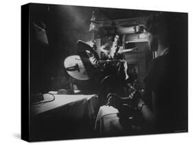 Two Guitarists and Vocalist Entertaining at Club Chez Genevieve-Gjon Mili-Stretched Canvas