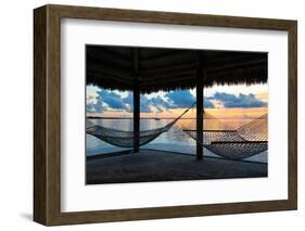 Two Hammocks at Sunset - View of Gulf of Mexico - Florida - USA-Philippe Hugonnard-Framed Photographic Print