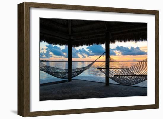 Two Hammocks at Sunset - View of Gulf of Mexico - Florida - USA-Philippe Hugonnard-Framed Photographic Print