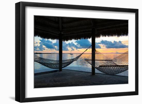 Two Hammocks at Sunset - View of Gulf of Mexico - Florida - USA-Philippe Hugonnard-Framed Photographic Print