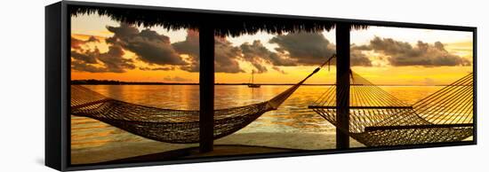 Two Hammocks at Sunset - View of Gulf of Mexico - Florida - USA-Philippe Hugonnard-Framed Stretched Canvas