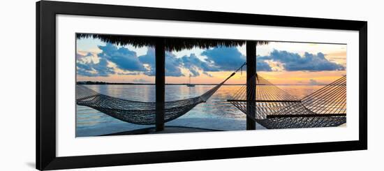 Two Hammocks at Sunset - View of Gulf of Mexico - Florida - USA-Philippe Hugonnard-Framed Photographic Print