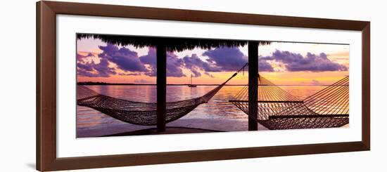 Two Hammocks at Sunset - View of Gulf of Mexico - Florida - USA-Philippe Hugonnard-Framed Photographic Print