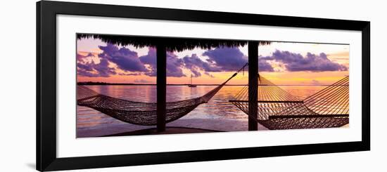 Two Hammocks at Sunset - View of Gulf of Mexico - Florida - USA-Philippe Hugonnard-Framed Photographic Print