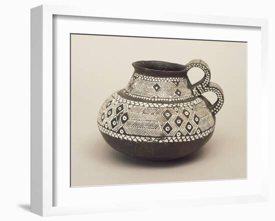 Two-Handled Black Ceramic Pitcher with Incised Geometric Motifs, from Beilngries-null-Framed Giclee Print