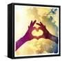 Two Hands Making a Heart Shape in the Sky-graphicphoto-Framed Stretched Canvas