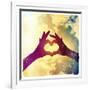 Two Hands Making a Heart Shape in the Sky-graphicphoto-Framed Photographic Print