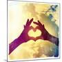 Two Hands Making a Heart Shape in the Sky-graphicphoto-Mounted Photographic Print