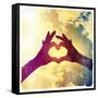 Two Hands Making a Heart Shape in the Sky-graphicphoto-Framed Stretched Canvas