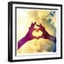 Two Hands Making a Heart Shape in the Sky-graphicphoto-Framed Photographic Print