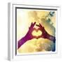 Two Hands Making a Heart Shape in the Sky-graphicphoto-Framed Photographic Print