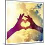 Two Hands Making a Heart Shape in the Sky-graphicphoto-Mounted Photographic Print