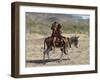 Two Happy Himba Girls Ride a Donkey to Market, Namibia-Nigel Pavitt-Framed Photographic Print