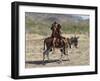 Two Happy Himba Girls Ride a Donkey to Market, Namibia-Nigel Pavitt-Framed Photographic Print