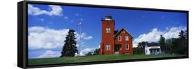 Two Harbors Lighthouse on Lake Superior's Agate Bay, Burlington Bay, Minnesota, USA-null-Framed Stretched Canvas