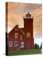 Two Harbors Lighthouse Overlooking Agate Bay, Lake Superior, Two Harbors, Minnesota, USA-David R. Frazier-Stretched Canvas