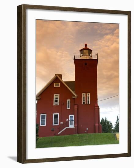 Two Harbors Lighthouse Overlooking Agate Bay, Lake Superior, Two Harbors, Minnesota, USA-David R. Frazier-Framed Premium Photographic Print