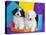 Two Havanese Puppies Sitting Together Surrounded by Colors, California, USA-Zandria Muench Beraldo-Stretched Canvas