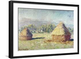 Two Haystacks-Claude Monet-Framed Giclee Print