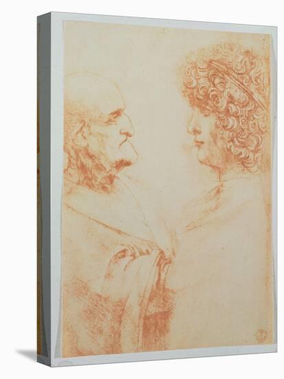 Two Heads in Profile, c.1500-Leonardo da Vinci-Stretched Canvas