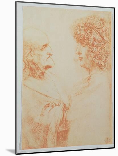 Two Heads in Profile, c.1500-Leonardo da Vinci-Mounted Giclee Print