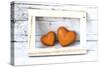 Two Hearts Made of Stone in Picture Frame-Uwe Merkel-Stretched Canvas