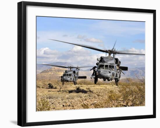 Two HH-60 Pavehawk Helicopters Preparing to Land-Stocktrek Images-Framed Photographic Print