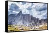 Two Hikers are Dwarfed by the 12,173 Foot Ambush Peak in the Wind River Range-Ben Herndon-Framed Stretched Canvas