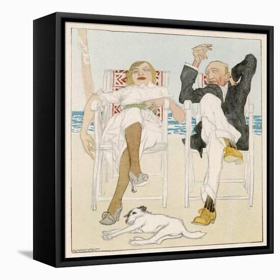 Two Holidaymakers Take Things Easy in Their Beach Chairs-Proessdorf-Framed Stretched Canvas