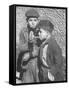 Two Homeless Boys Lighting Up American Cigarettes with British Matches-George Rodger-Framed Stretched Canvas