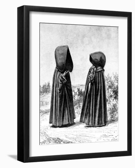 Two Hooded Women from Faial, Portugal, and San Miguel, Spain, C1900s-null-Framed Giclee Print