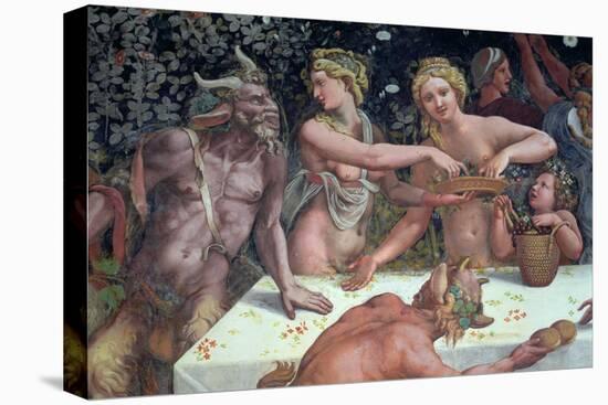 Two Horae Scattering Flowers, Banquet Celebrates Marriage: Cupid and Psyche, c.1528-Giulio Romano-Stretched Canvas