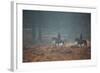 Two Horseback Riders Make their Way Through Misty Richmond Park in Winter-Alex Saberi-Framed Photographic Print