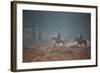 Two Horseback Riders Make their Way Through Misty Richmond Park in Winter-Alex Saberi-Framed Photographic Print