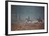 Two Horseback Riders Make their Way Through Misty Richmond Park in Winter-Alex Saberi-Framed Photographic Print