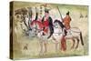 Two Horsemen in a Landscape Or, the Boddhisatva and His Equerry, Tang Period (Painted Stone)-null-Stretched Canvas