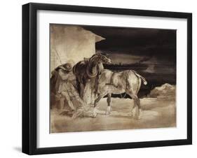 Two Horses and a Sleeping Groom, C.1822-1823-Théodore Géricault-Framed Giclee Print