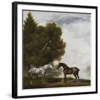 Two Horses Communing in a Landscape by George Stubbs-George Stubbs-Framed Premium Giclee Print
