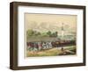 Two Horses Draw a Barge Along a German Canal-null-Framed Art Print